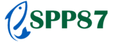 Poisson bleu suivit de "SPP87" écrit en vert