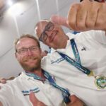 Sebastien Flamment et Stephane Linder durant la cérémonie de clôture du Championnat du Monde des Clubs 2024 en Slovénié